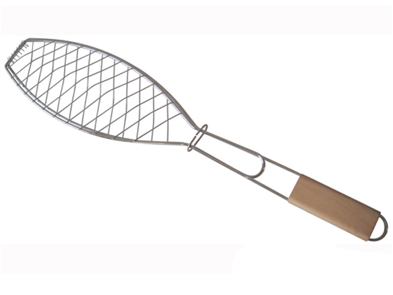 Grilovací rošt na ryby HAWAI 66 cm, chrom, dřevo