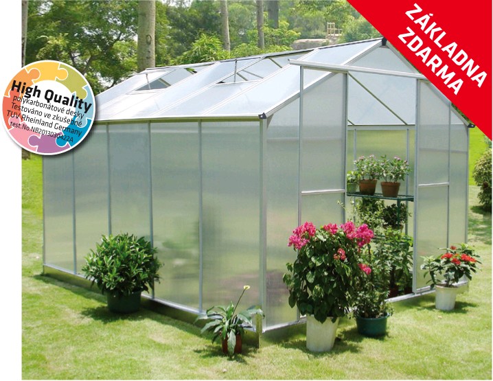 Skleník Vega KOMFORT 7550 STRONG 245x303x220cm, Alu, polykarbonátový 27KOM7550STR