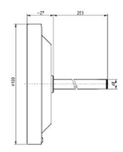 Teploměr pro grily, udírny 0-450°C, TR100, 250mm stonek, rovný, JS
