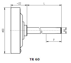 Průmyslový teploměr 0-350°C, TR60, L160, rovný, vč. jímky G1/2", AM