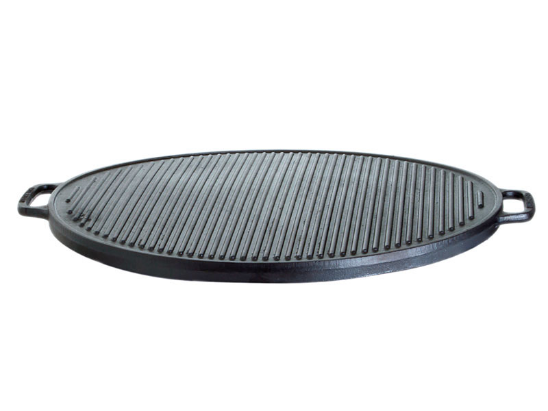 B-AKCE Grilovací plát kruhový 45 cm, litinový s madly, oboustranný PWI