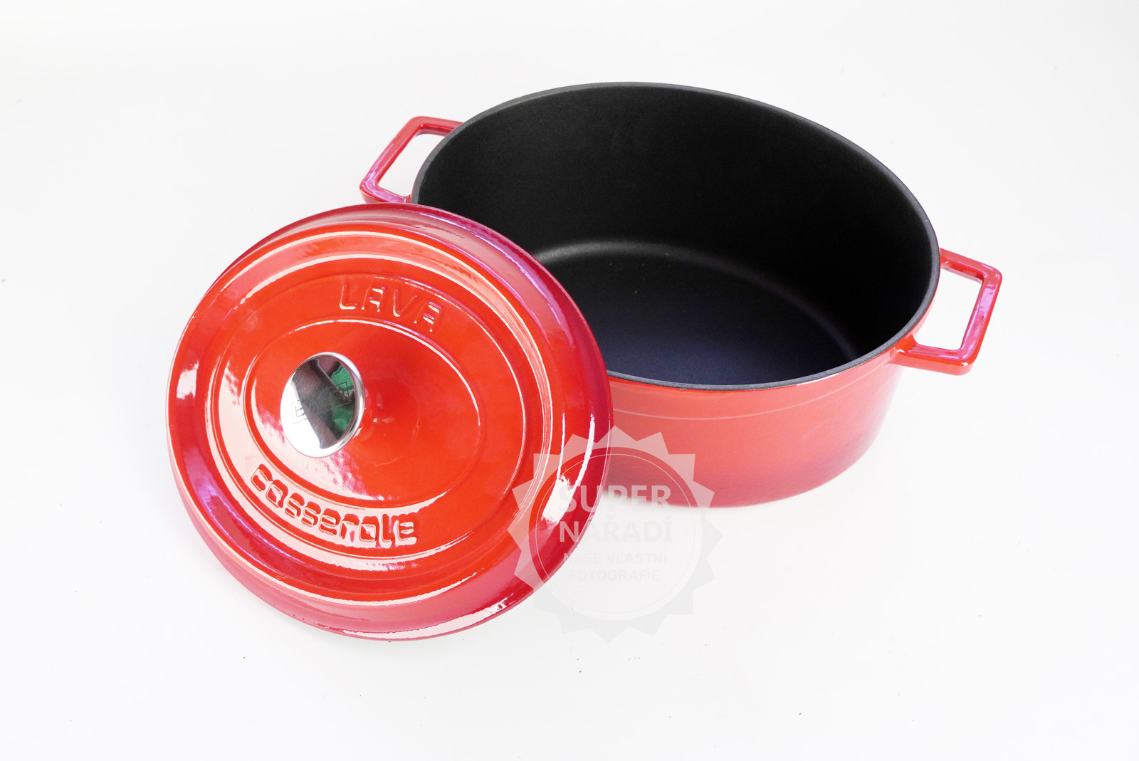 B-AKCE Litinový hrnec oválný 31 cm, smaltovaný, červený LAVA Metal LVOTC31K2R