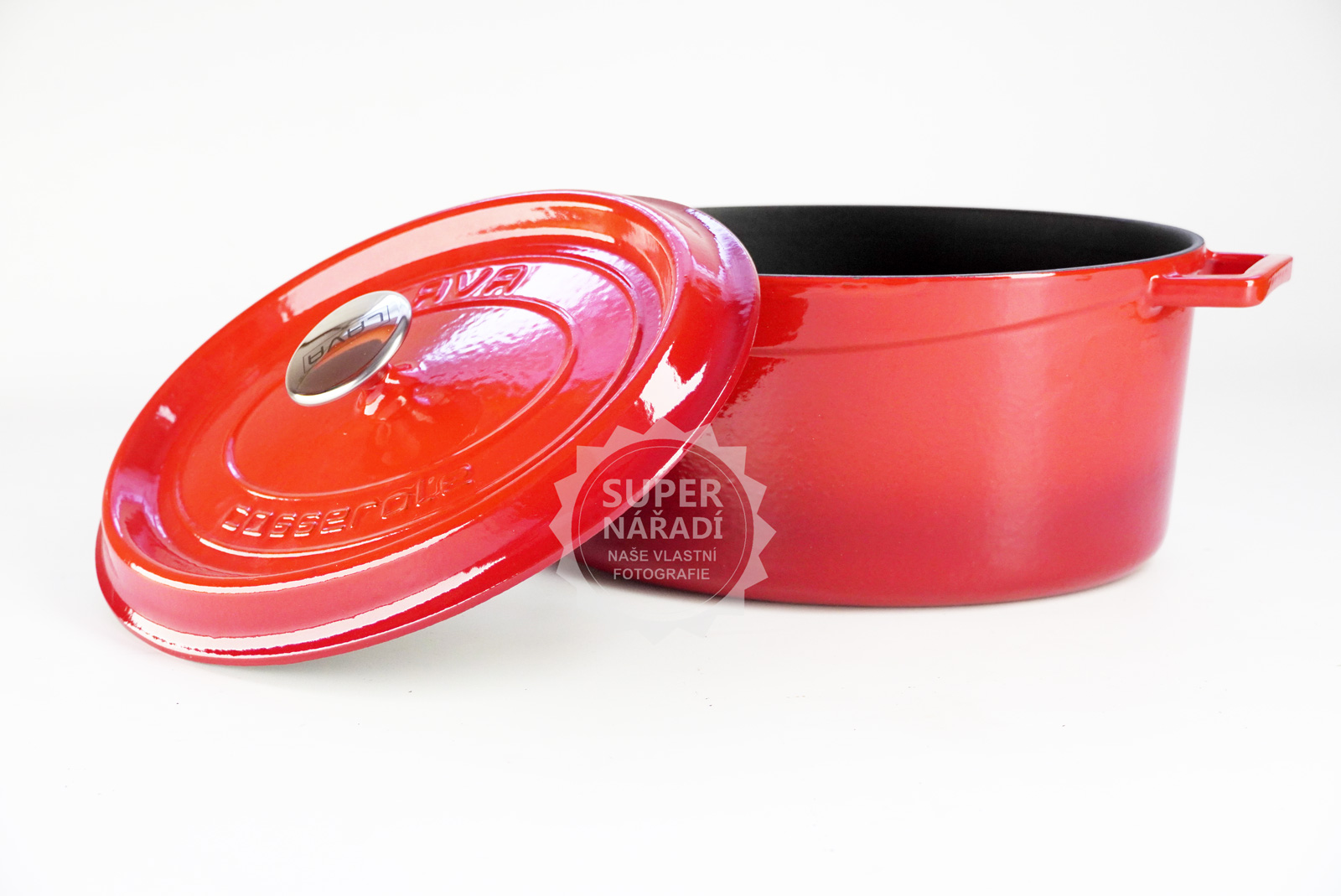 B-AKCE Litinový hrnec oválný 31 cm, smaltovaný, červený LAVA Metal LVOTC31K2R