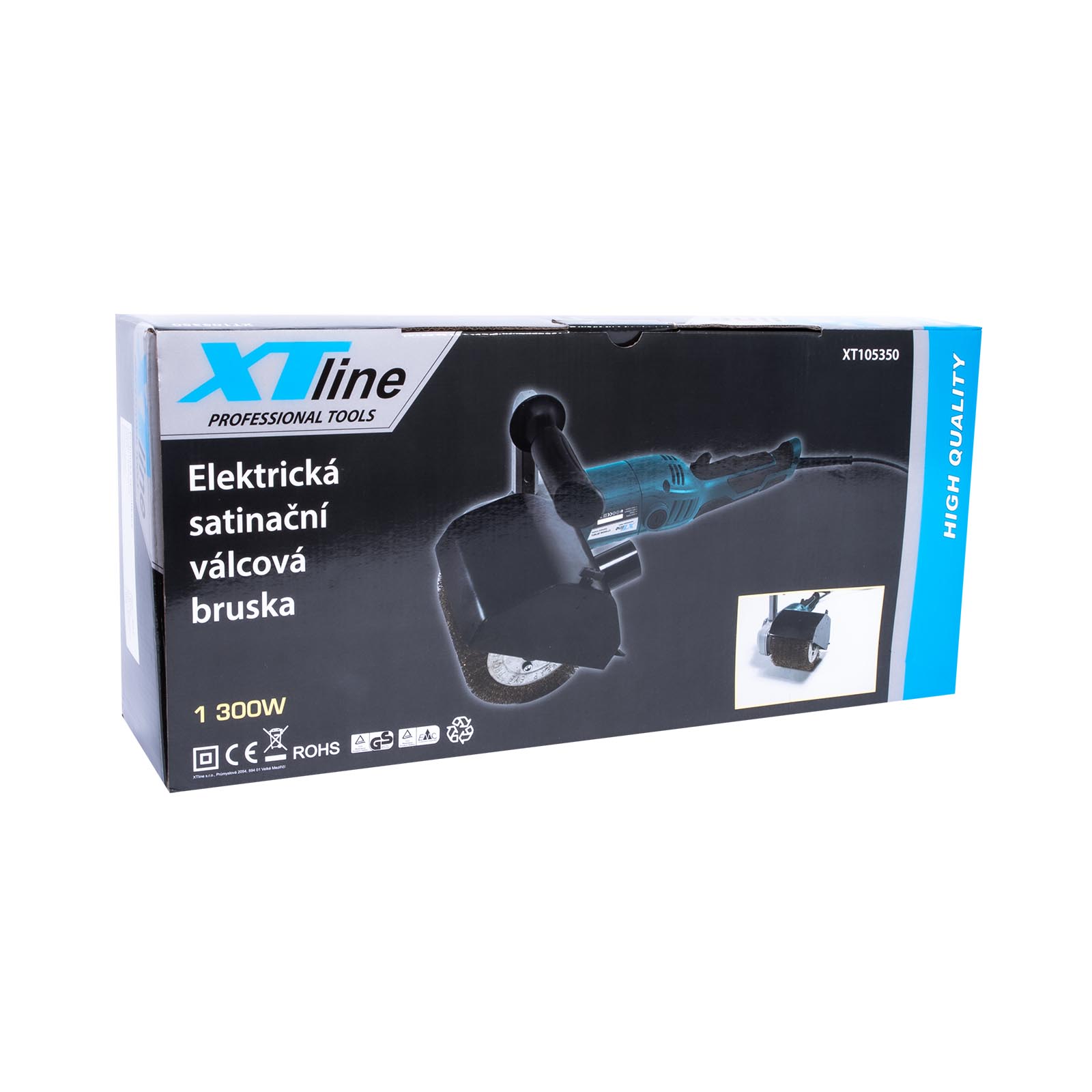 XTLINE Satinační válcová bruska 1300W XT105350K + ocelový kartáč válec 120x100x0,3 mm