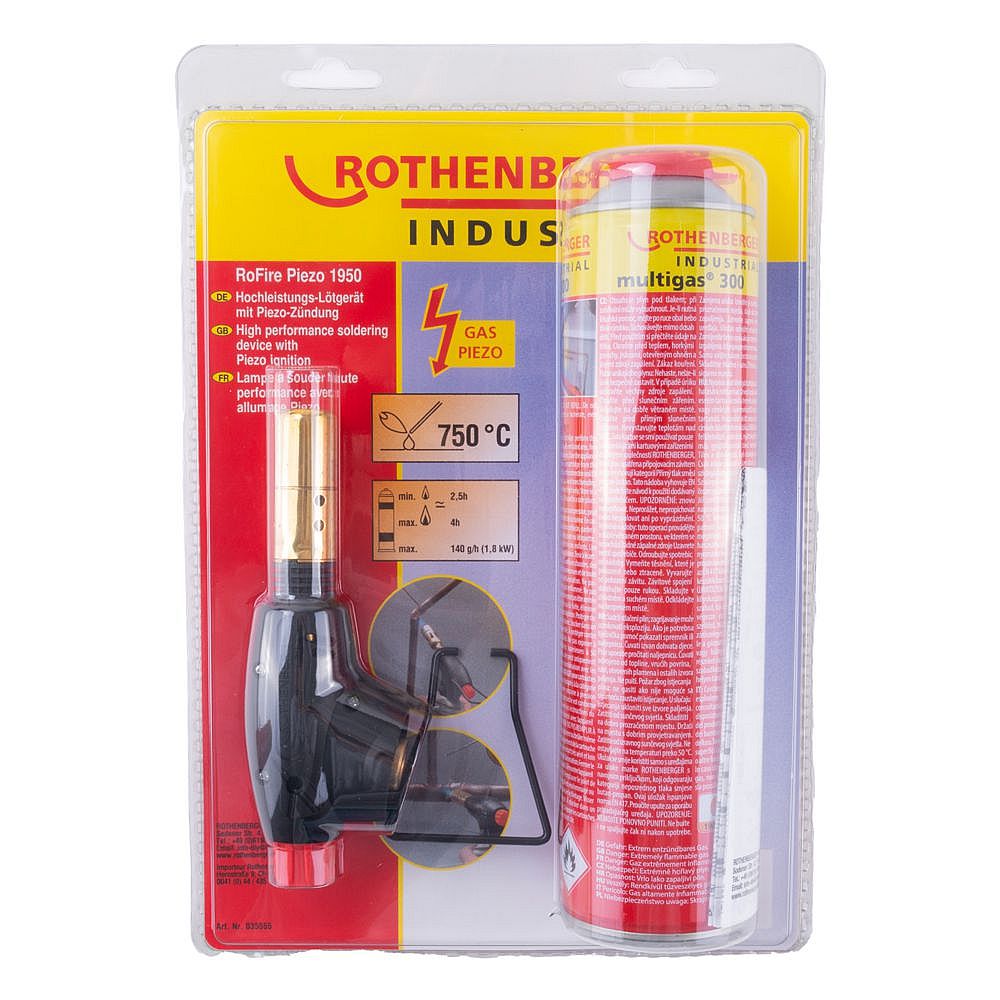 Pájecí hořák Rofire Piezo 1950 + kartuše, Rothenberger 035555 Industrial 101460