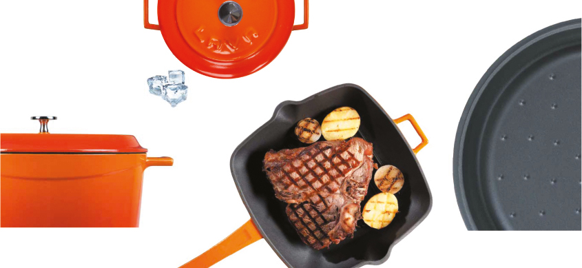 Litinový hrnec nízký kulatý 28 cm, smaltovaný, modrý LAVA Metal LVYST28K2B