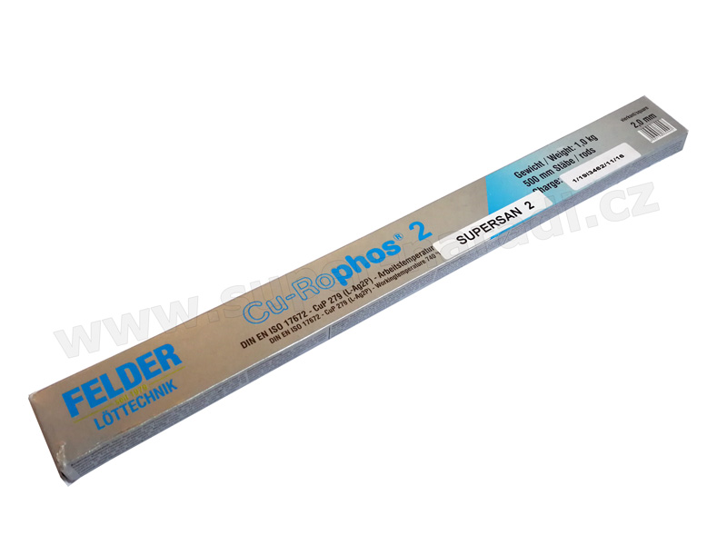 Měděná tvrdá pájka Cu Rophos 2, L-Ag2P, 2 mm, holá Felder