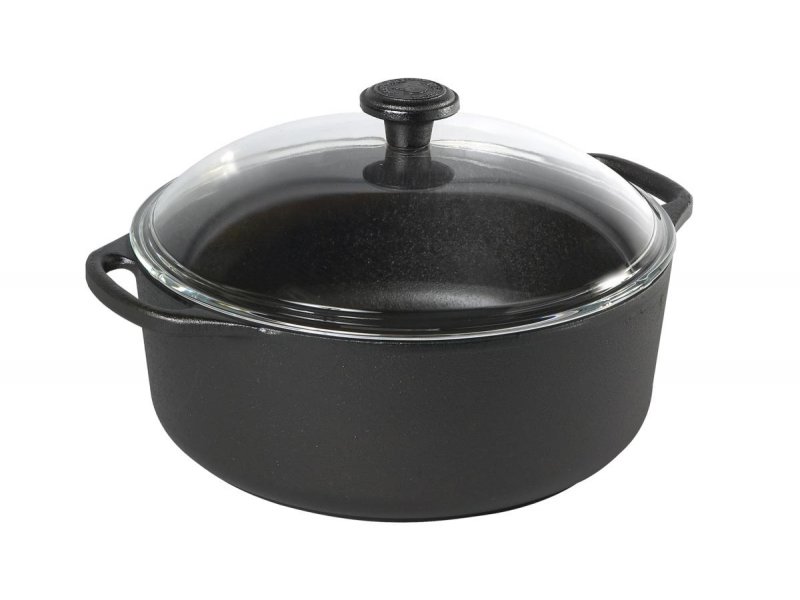 Litinový hrnec 5,5l, 29cm, skleněná poklička, švédská litina Skeppshult 0510
