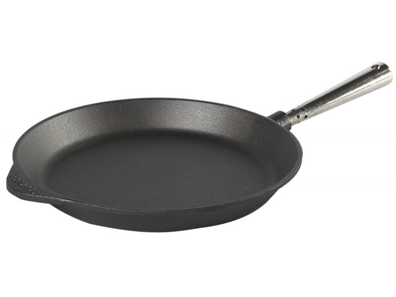 Litinová pánev 28 cm, mělká, na pečení, nerez madlo SKEPPSHULT 0280