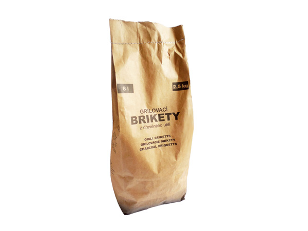 Brikety z dřevěného uhlí 2,5 Kg pytel, CZECHGRILL, buk, dub, habr