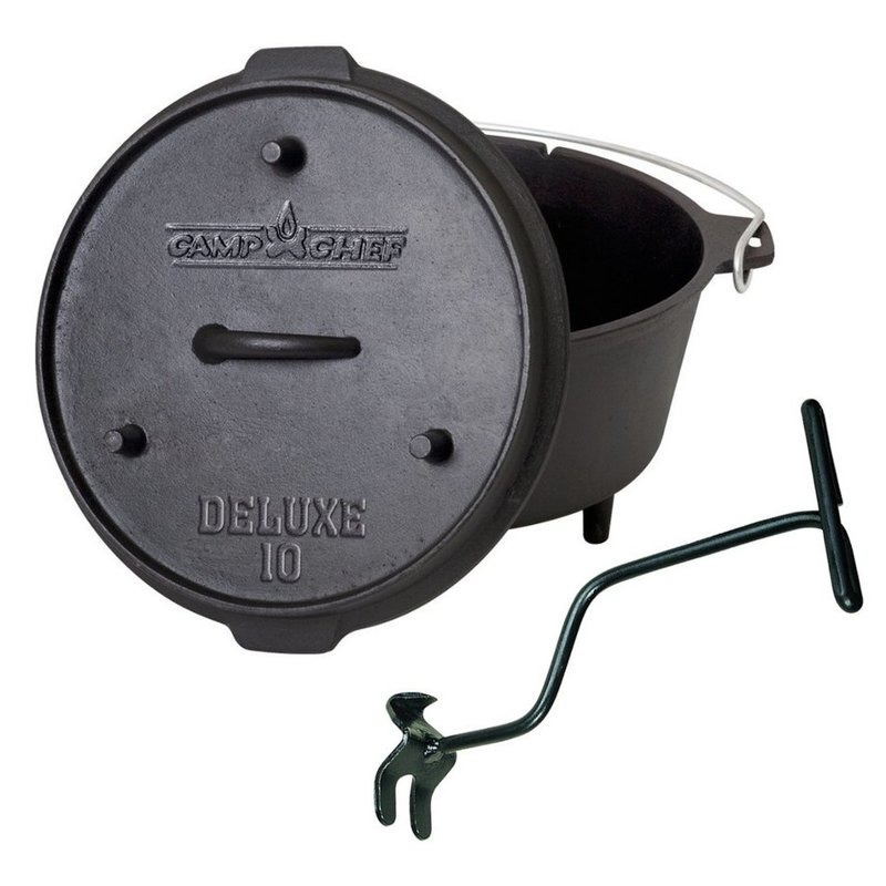 Litinový hrnec Camp Chef Deluxe Dutch Oven 25cm, 5l s poklicí a zvedákem CC-DO10 Holandská trouba