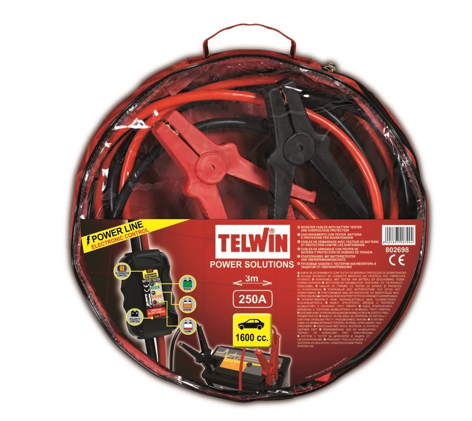 Telwin Startovací kabely 250 A s testerem, 802698