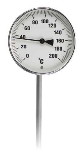 Průmyslový teploměr 0-120°C, TU100, L160, úhlový, vč. jímky G1/2", AM