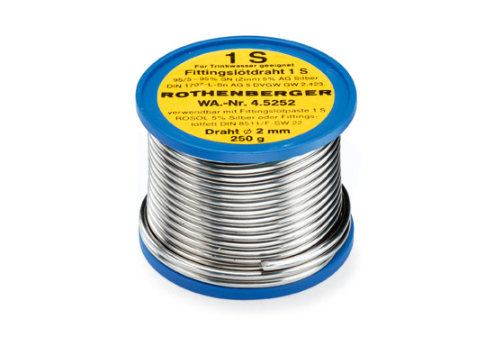 Pajka fitinková 1S, 2 mm, 250g, S-Sn97Ag3, Rothenberger 45252