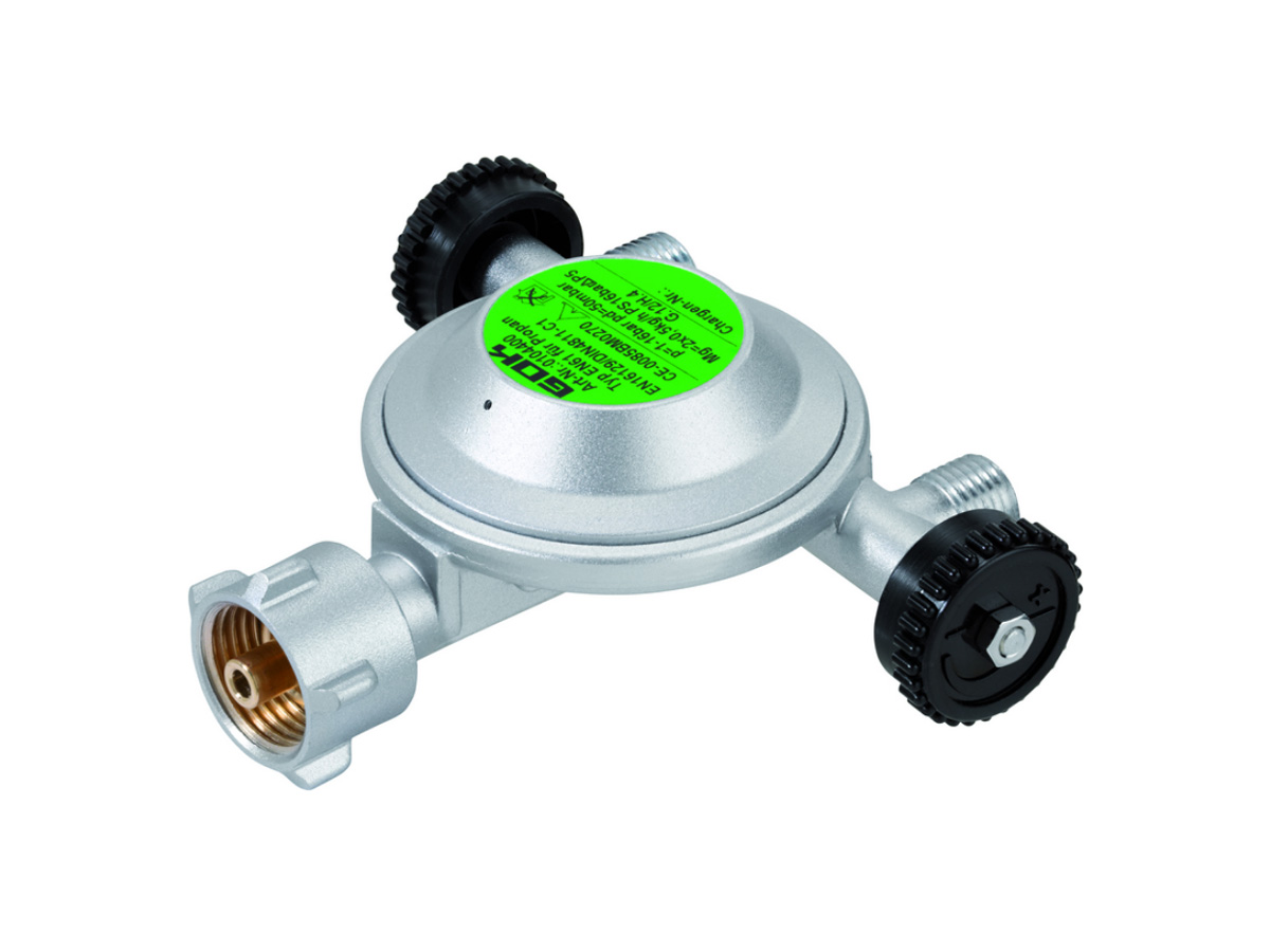 GOK Regulátor 29mbar, 1Kg/h, výstupy 2x G1/4 LH, 01 044 02