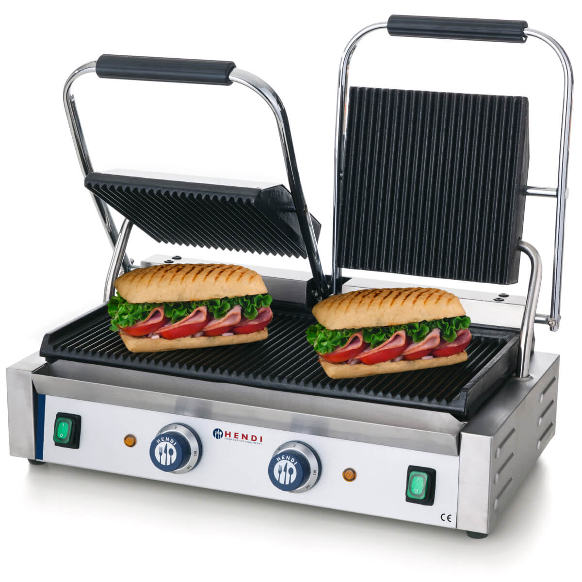 Hendi Kontaktní gril 48x23 cm DUO vroubkovaný 230V, 3600W, 263709