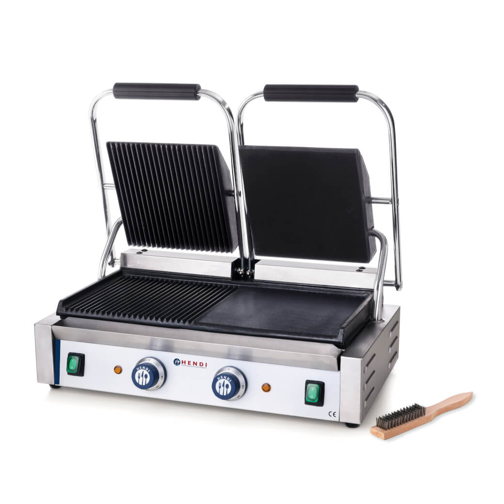 Hendi Kontaktní gril 48x23cm DUO, 1/2 vroubkovaná, 2/2 hladká, 263907 - 230V, 3600W