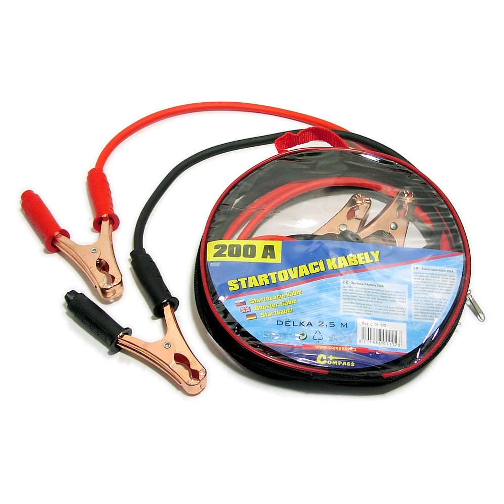 Kabely startovací 200 A 2,5m 100% měď ZIPPER BAG Compass 01112