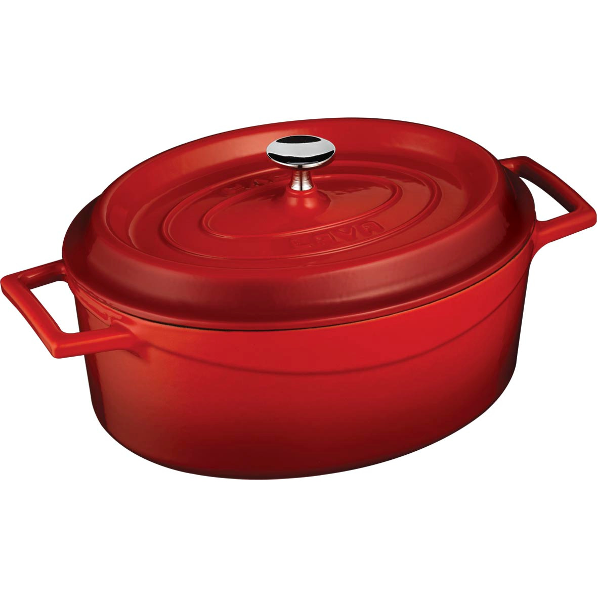 Litinový červený hrnec 27 cm smalt, oválný Lava Metal LVOTC27K2R