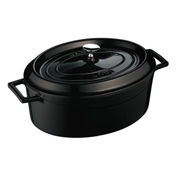 Litinový černý hrnec 29 cm smalt, oválný Lava Metal LVOTC29K2BL