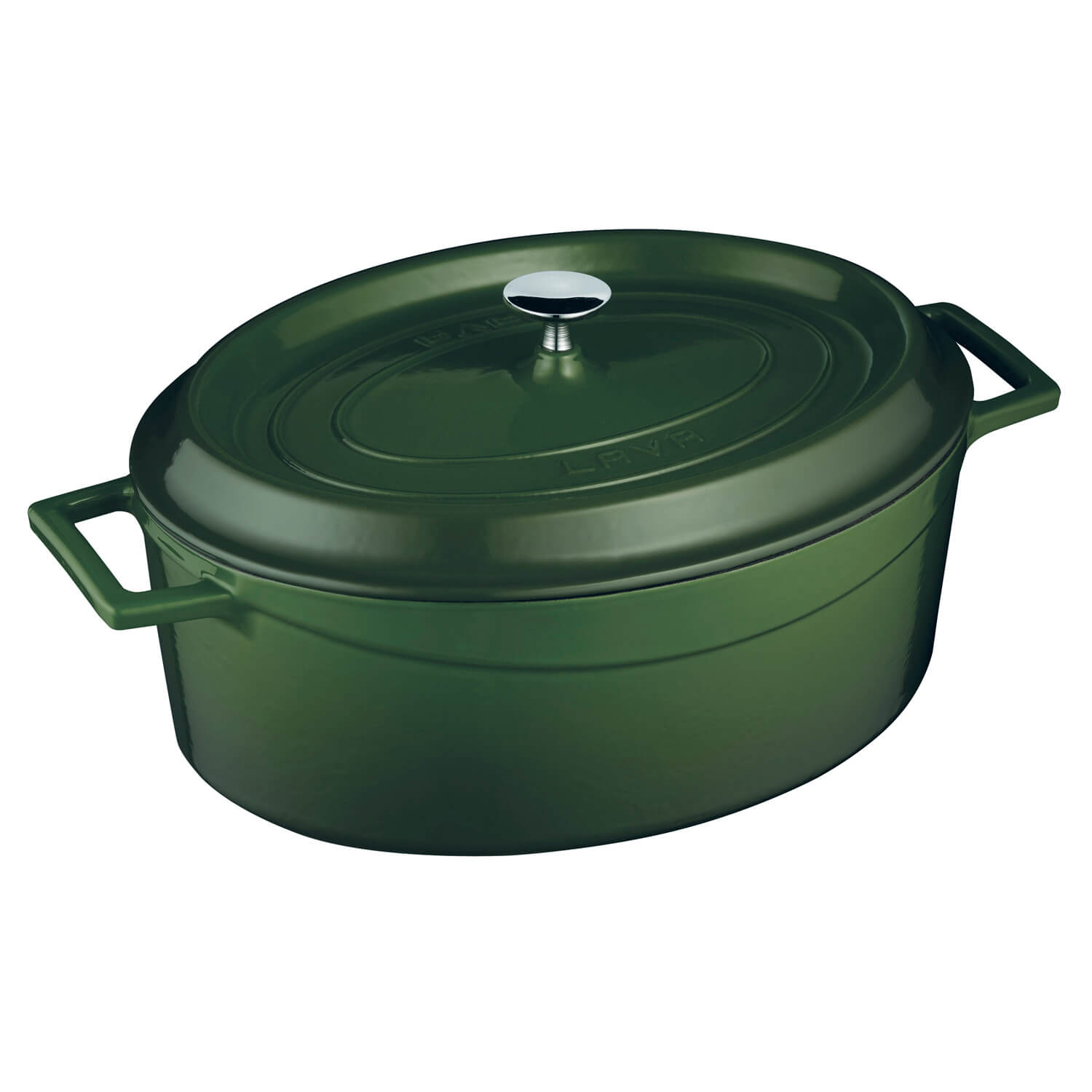 Litinový zelený hrnec 29 cm smalt, oválný Lava Metal LVOTC29K2G