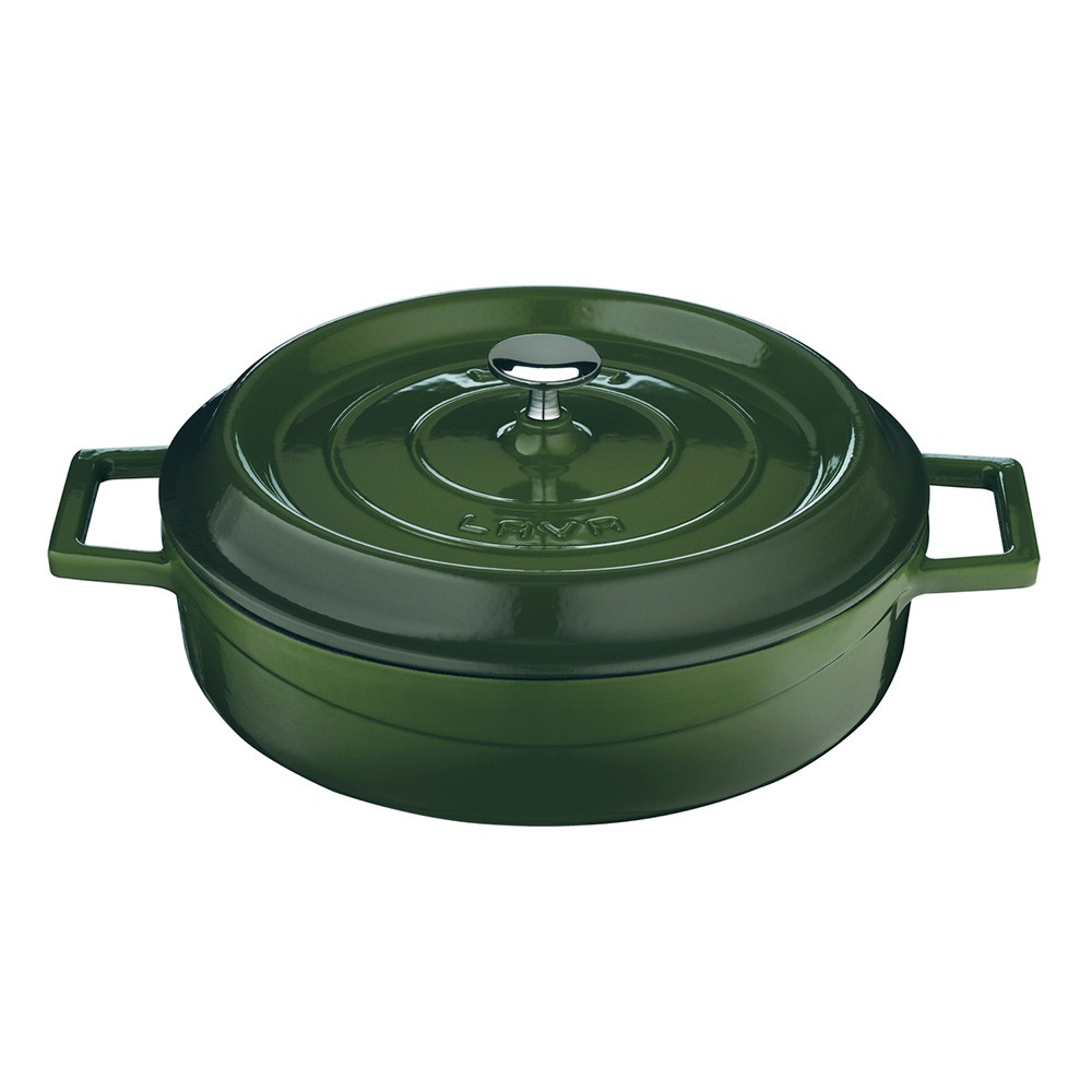 Litinový zelený hrnec 32 cm smalt, kulatý Lava Metal LVYST32K2G