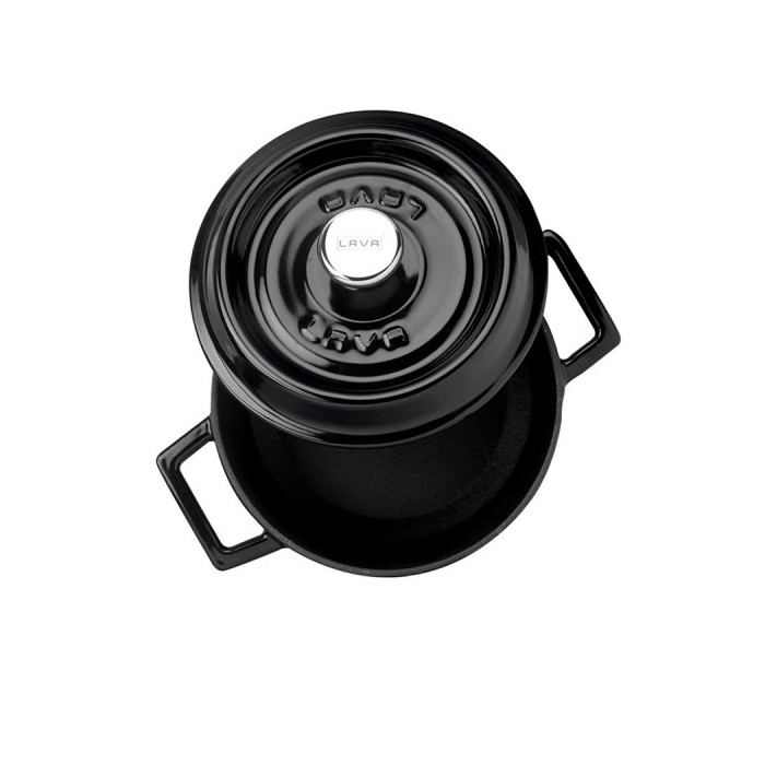 Litinový černý hrnec 16 cm smalt, kulatý Lava Metal LVYTC16K2BL