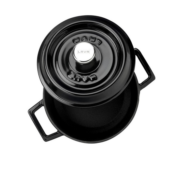 Litinový černý hrnec 18 cm smalt, kulatý Lava Metal LVYTC18K2BL