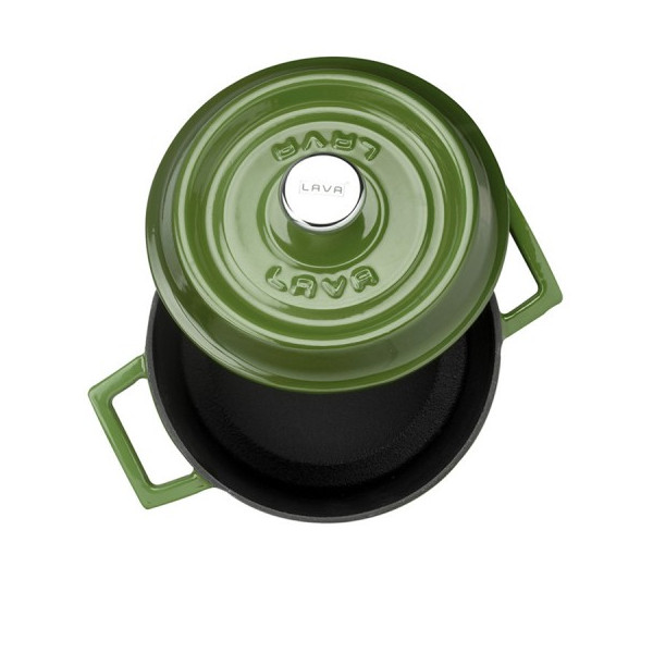 Litinový zelený hrnec 18 cm smalt, kulatý Lava Metal LVYTC18K2G