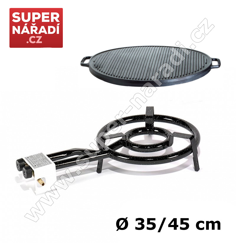 Gril Set Paella PB hořák 35 cm, 45 cm litinový grilovací plát P2635, 5502