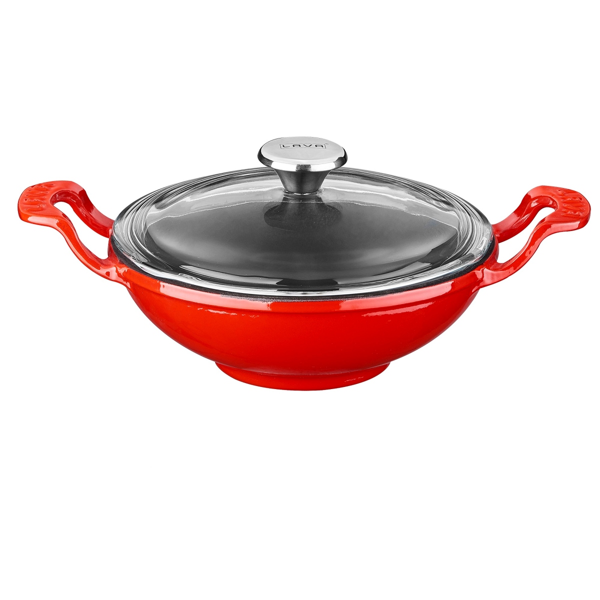 Litinový wok 16 cm - červený Lava Metal LVWOK16K3R