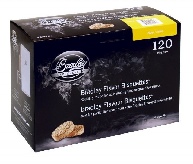 Olšové udící briketky 120 kusů, Bradley Smoker, olše BTAL120
