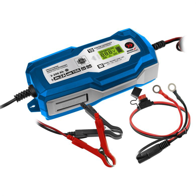 Dedra nabíječka autobaterií 10A 6V/12V, 3-200Ah, LCD LFP DEPM022LFP mikroprocesorová