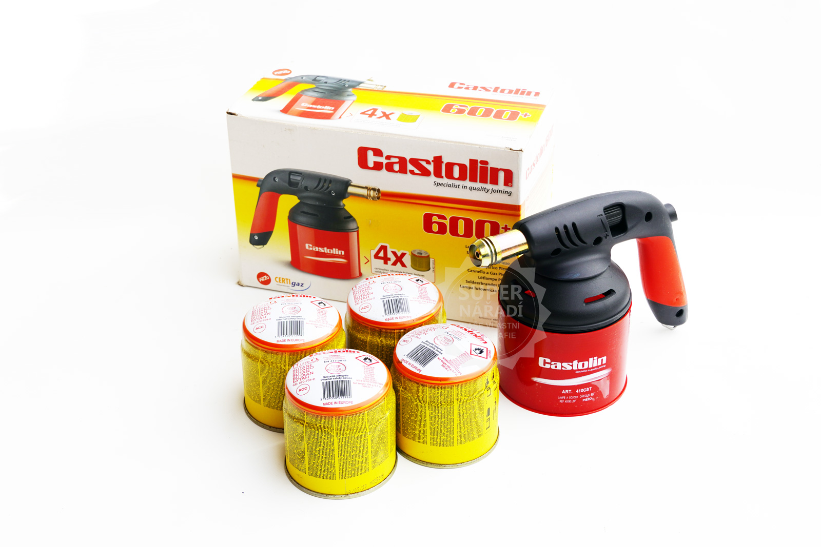 Castolin Plynový hořák 1,4 kW piezo KIT + 4 kartuše 190g 762456 45090LSP4 letlampa