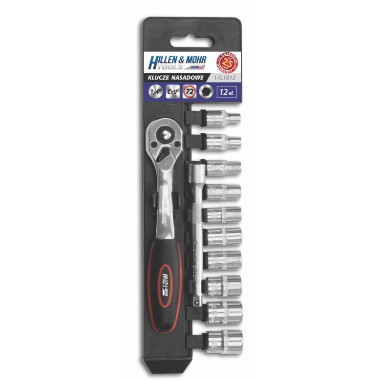 Gola sada 1/4" sada 12 ks CrV Dedra 17L1012, 25 cm