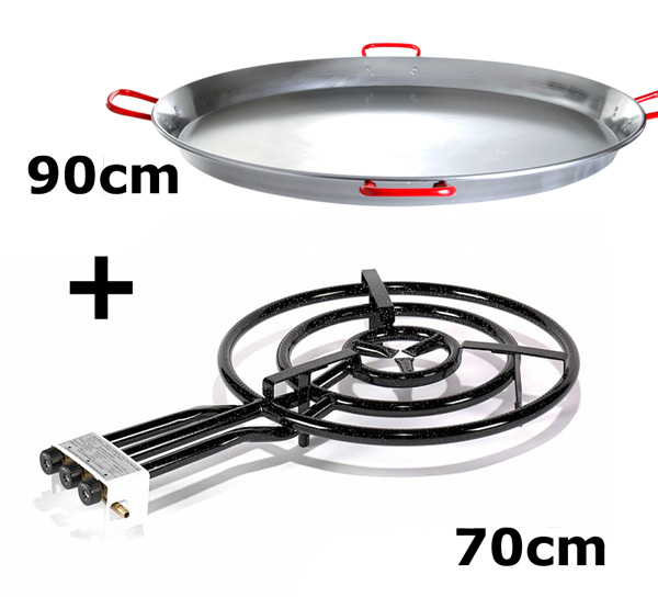 Paella SN Set PB hořák 70cm P1770, 3-kruhový + 90cm ocelová pánev, 4 madla
