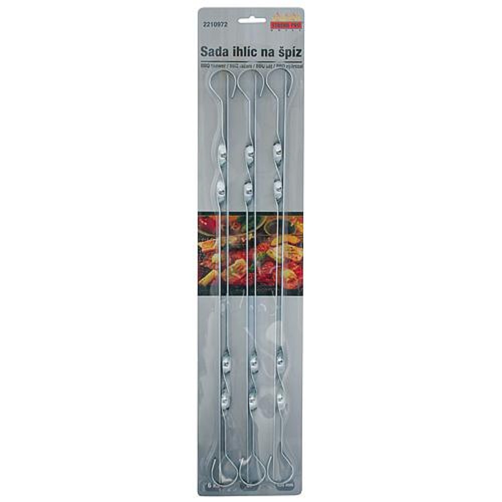 Sada jehlic na špíz BBQ 450 mm 6 ks Strend PRO chromované, 2210972
