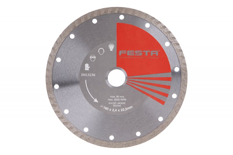 Kotouč diamantový 180mm Turbo Festa 21418, 180 x 2,4 x 22,2 na cihly a beton