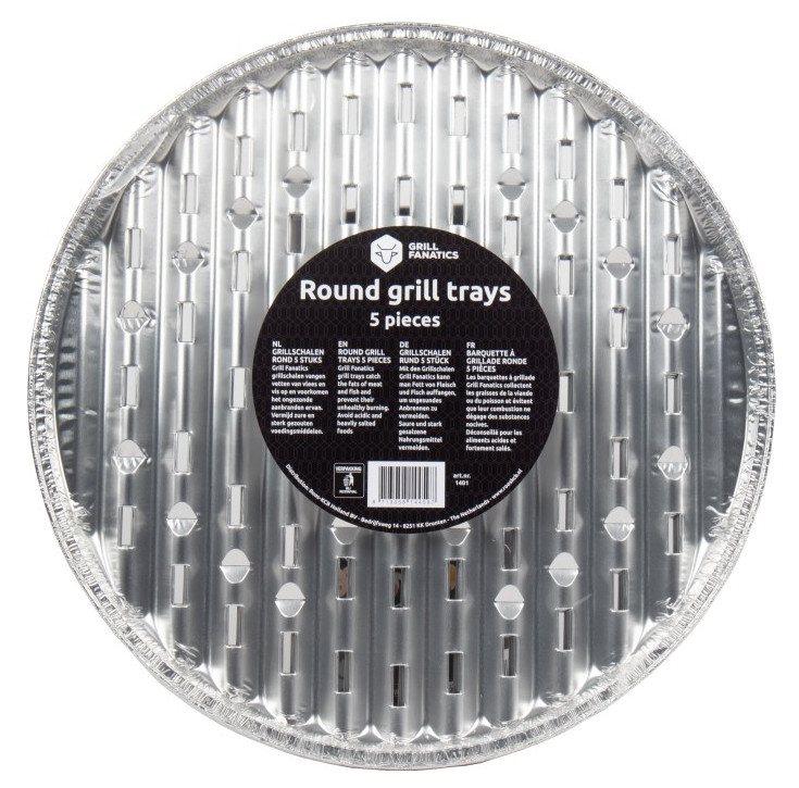 Hliníkový grilovací tác kulatý - 5 ks Grill Fanatics 1401