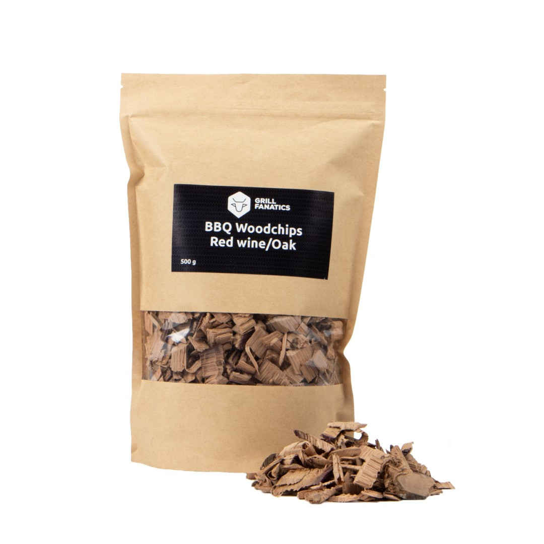 Červené víno/dub udící dřevěná štěpka 500 g BBQ Grill Fanatics 1360