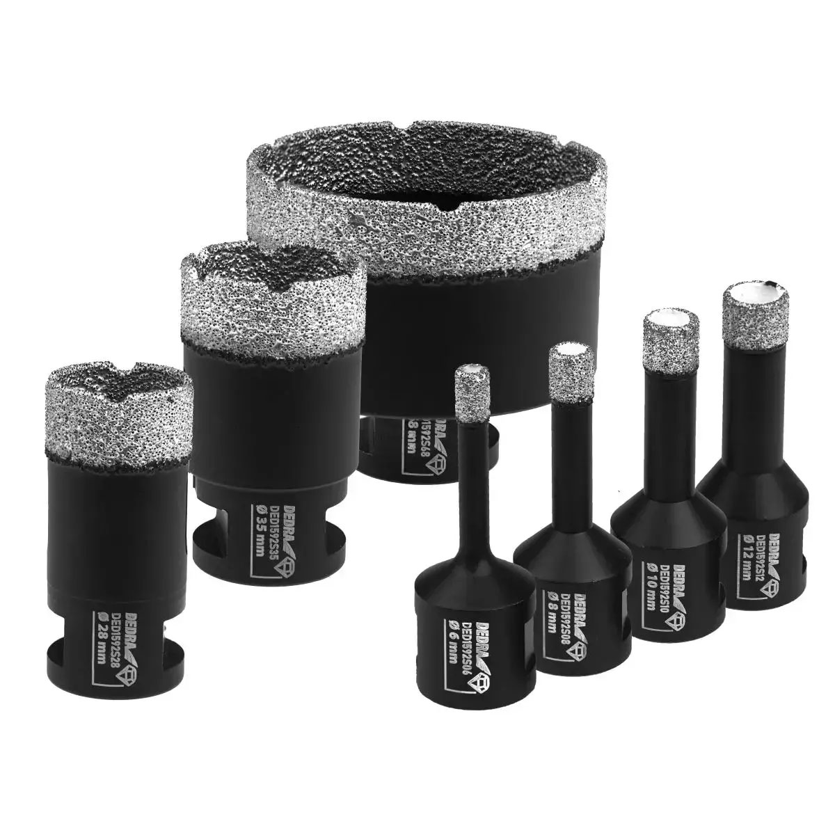 Dedra vrtací korunky VB 6,8,10,12,28,35,68mm M14 diamantové DED1592SZ06 Vacuum Brazed, 7 ks do dlažby, SET
