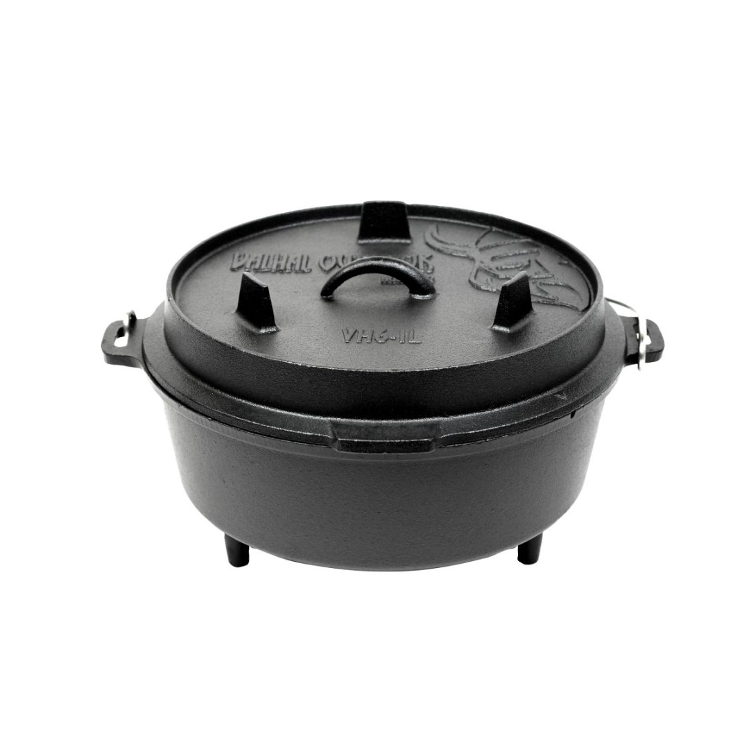 Litinový kotlík 32 cm 6,1 l dutch oven, nožky Valhal Outdoor VH6.1L+