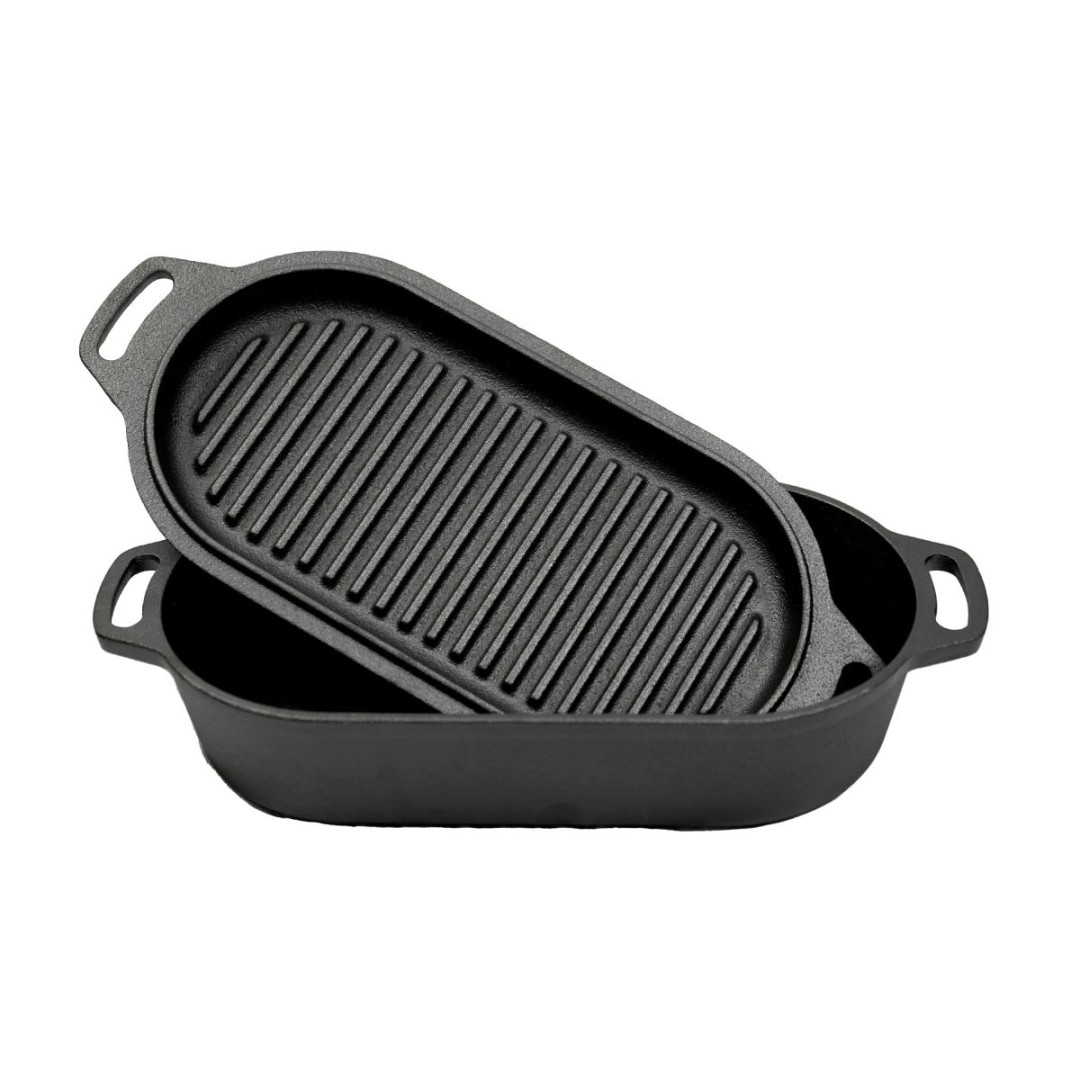 Litinový oválný hrnec 2 l, Dutch Oven Valhal Outdoor VH2L multifunkční