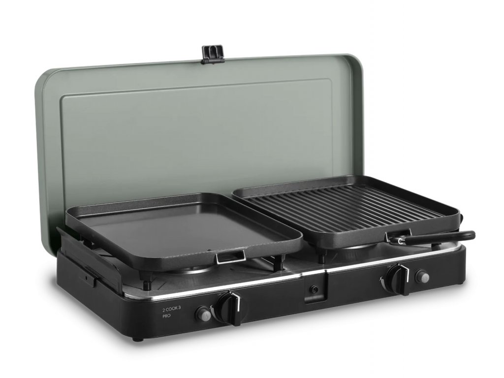 Cadac 2-Cook 3 PRO Deluxe plynový vařič s grilem, víko, piezzo 203P1-20-EU