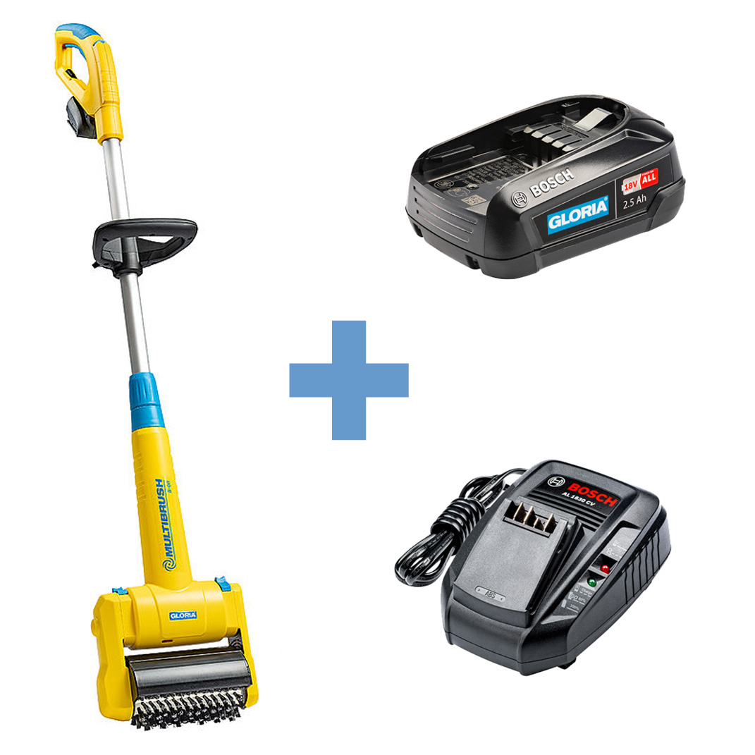 SET Gloria Aku kartáč MultiBrush Li-on 299.0000 + Aku 2,5Ah 18V Bosch + nabíječka SN