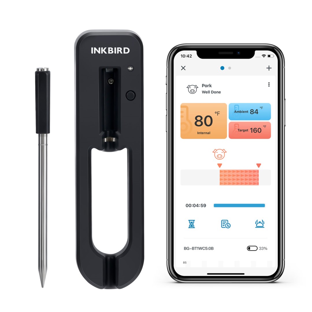 Bezdrátový teploměr 30m Bluetooth Inkbird BG-BT1W, sonda do masa