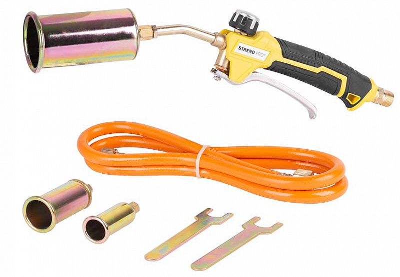 Opalovací IPA sada 40 cm s hořáky 25-35-50 mm Strend Pro 220589A, PB H55A X305 + 2 m PB hadice 2x 3/8", žlutý