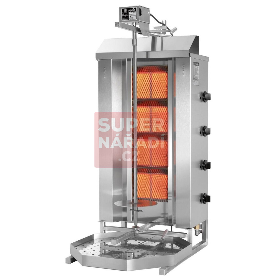 Gyros gril Potis GD4/S plynový na kebab do 70 Kg masa, 4x double hořák PB/ZP 7230186