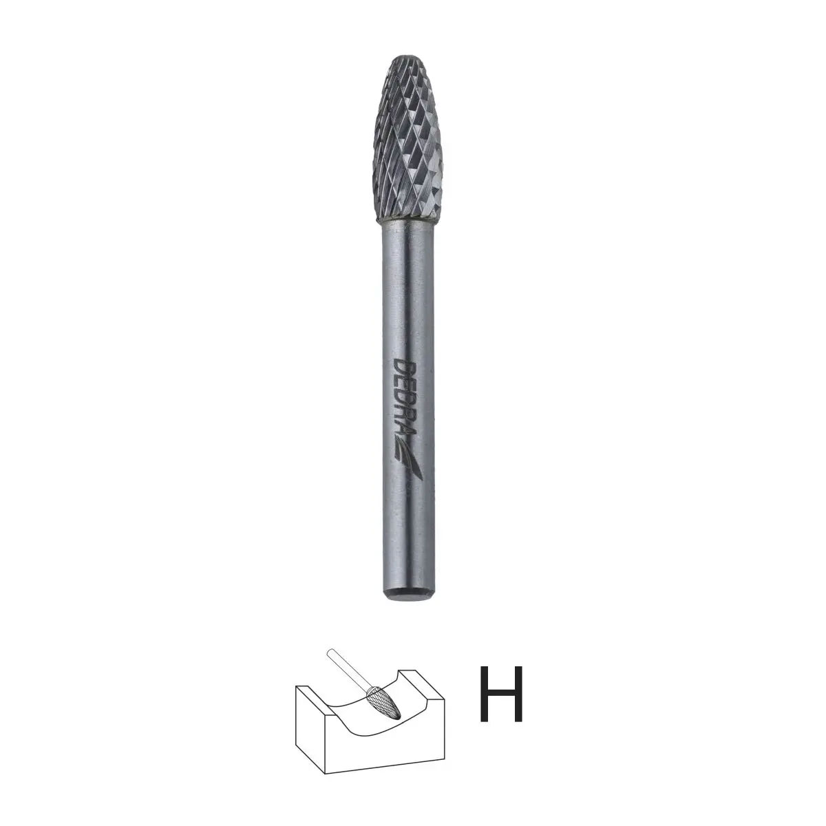 Dedra Plamenová stopková fréza H 8x20mm, stopka 6mm, 07F670 na kov