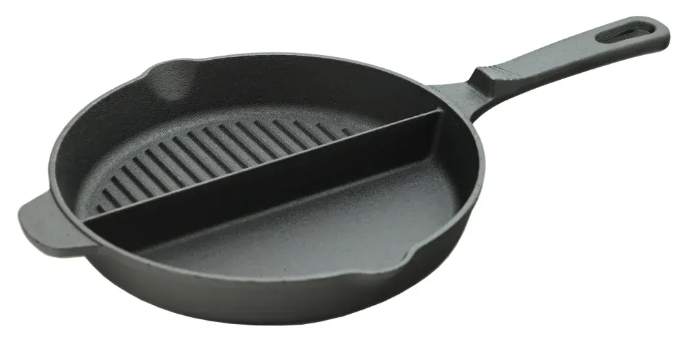 Cattara Grilovací pánev DUO LITINA 25 cm 13061, dělená, hladká-vroubky s madlem